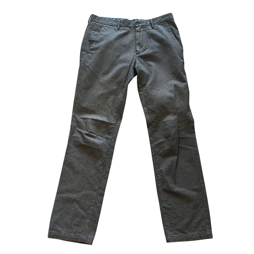 Banana Republic Mens 32x34 Vintage Straight Fit Pants Grey Micro Check Cotton